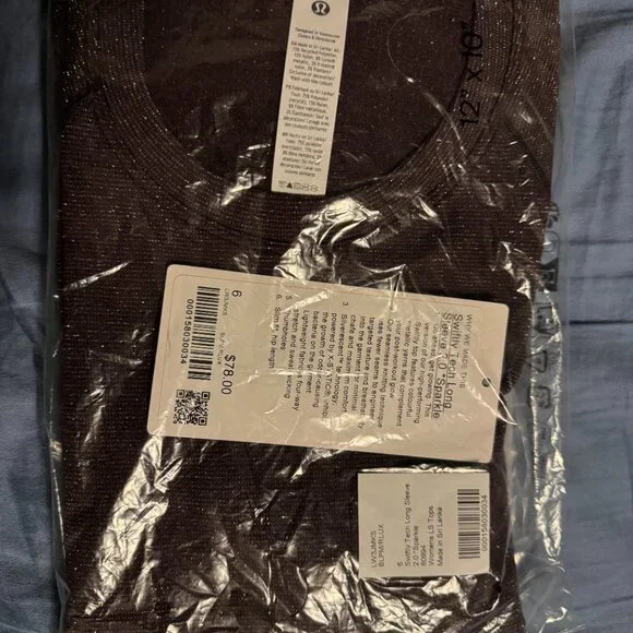 BNWT Lululemon Swiftly Tech Long Sleeve 2.0, Sparkle, Black Plum/Rainbow Lurex - Picture 4 of 6